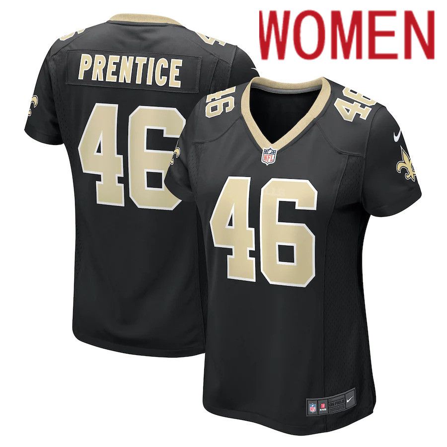 Women New Orleans Saints #46 Adam Prentice Nike Black Game Player NFL Jersey->women nfl jersey->Women Jersey